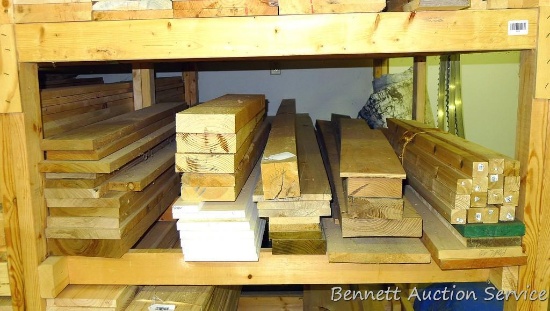 Butternut up to 2" x 8" x 8'; pine up to 2" x 6" x 3-1/2'; some oak, maple, ash and composite up to