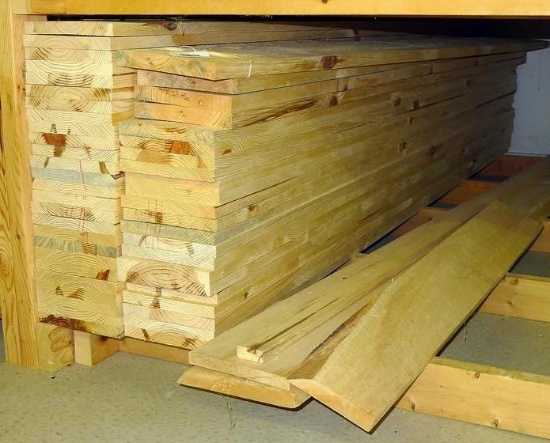Planed and rough planed 8" pine boards 8' long plus more.
