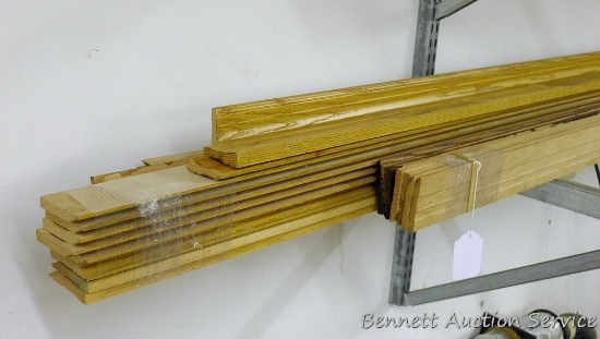 Oak trim molding pieces are 2-3/4" x 12', 3" x 14', more.