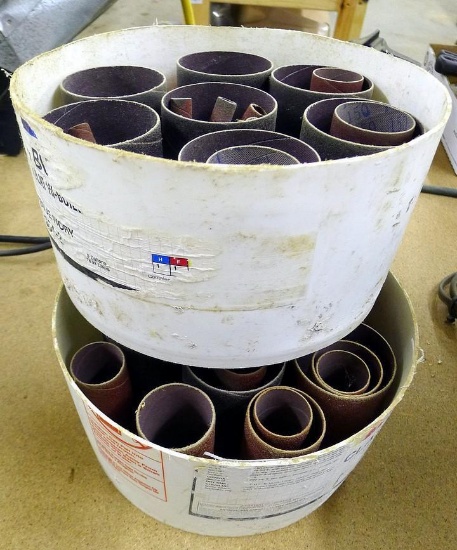 Lots of spindle sanding tubes, largest is 4-1/2" x 3" diameter.