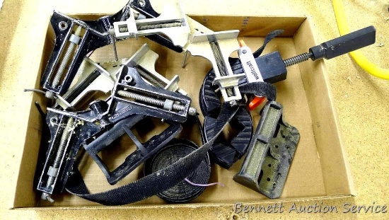 Pair of Stanley corner clamps; Wolfcraft corner strap; other corner clamps and more.