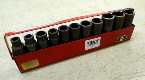 Set of Wright 1/2" drive deep well impact sockets 3/8" to 1".
