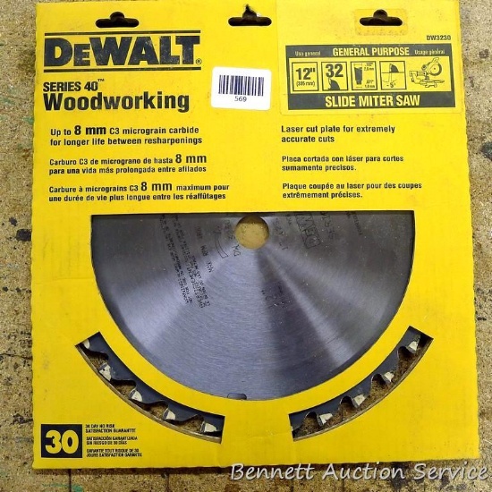 DeWalt Series 40 12" woodworking saw blade. Has a 1" hole, general purpose is for a slide miter saw.