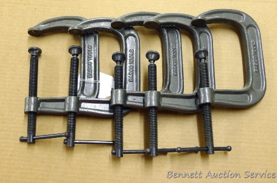 Five 4" C-clamps.