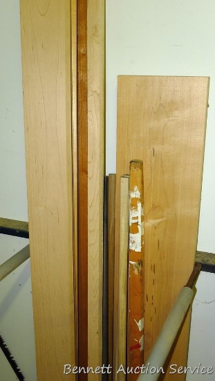 Four 3/4" dowels; trim boards up to 104" mostly maple and birch.