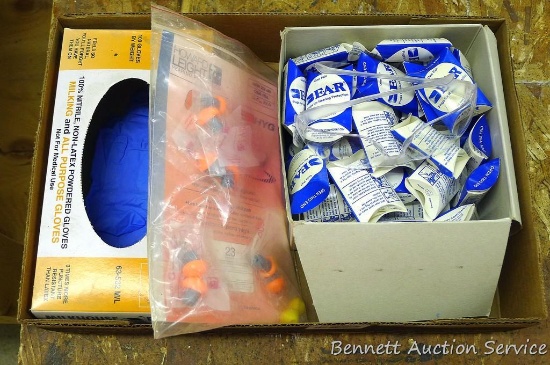 Lots of ear plugs for hearing protection; some nitrile gloves; protective glasses.