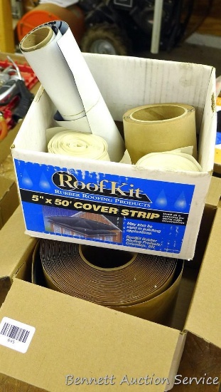 Partial roll of 5" Roof Kit rubber roofing strip; partial rolls of 4" rubber stripping; partial roll