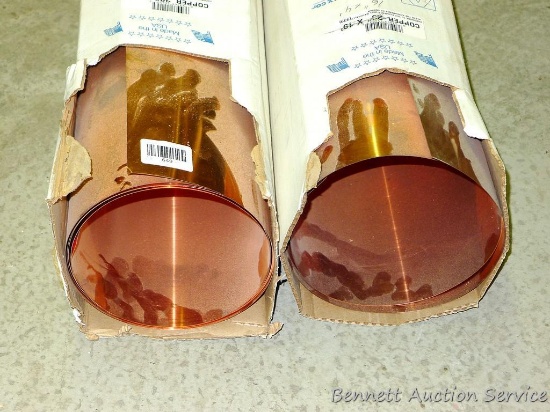 Partial roll of 16" wide copper; partial roll of 20" wide copper.
