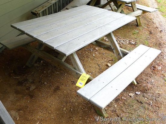 Picnic table for 4, is made from composite decking is 48" x 60" x 30" tall.