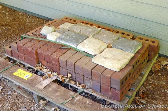 Quarter pallet of brick. Each is 7-1/2" x 3-1/2" x 2-3/4".