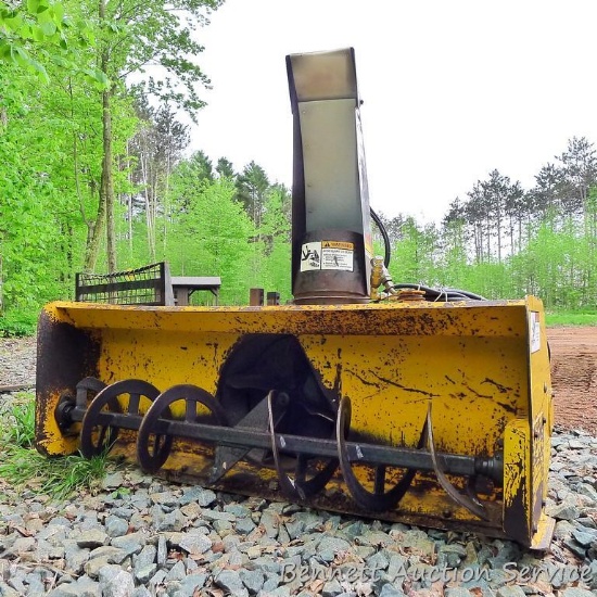 Quick connect snow blower for Bobcat or other skid steer. Has a 5-1/2' cut.