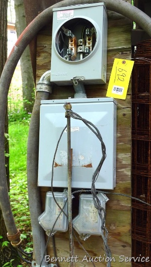 Meter socket, main box, ground rod and receptacles for temporary construction site electrical