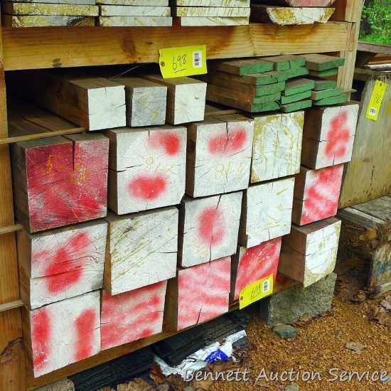 14 pieces rough sawn maple, 1" x 5" x 100"; 15 pieces softwood timbers or posts, 8" x 8" x 100";