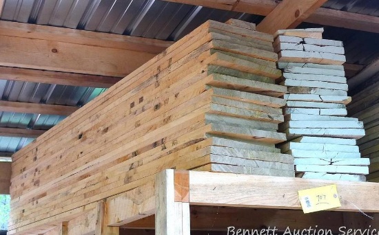 Rough sawn hardwood boards, plus some planed boards up to 13" x 100".