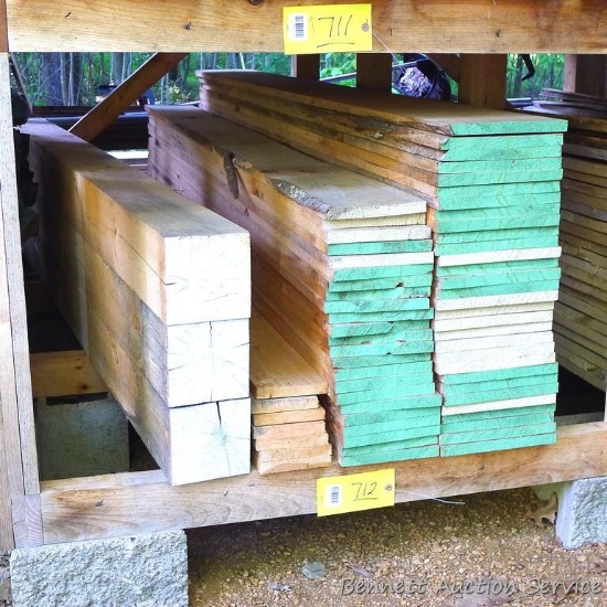 Planed pine boards up to 10" x 100"; plus three pine posts, 6"x6"x100"