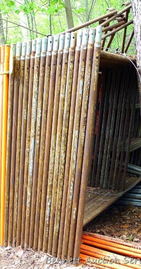 16) end sections of scaffolding are 5' tall x 5' wide, plus four braces and a big pile of cross