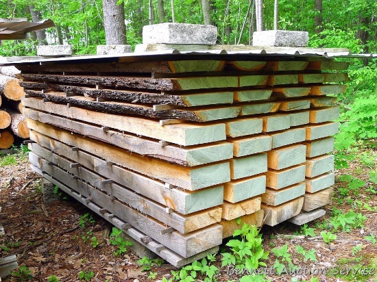 Rough sawn pine lumber and timbers includes 3"x12"s, 4"x10"s, 4"x12"s, 3"x8"s, and lumber up to