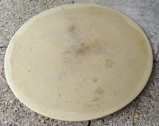 Pampered Chef pizza stone is 14-3/4" diameter.