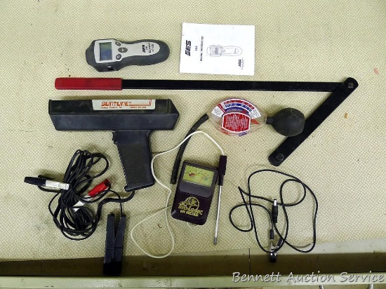 Engine tachometer no 328 by ES Tach Plus; timing light; serpentine belt pulley tensioner wrench;