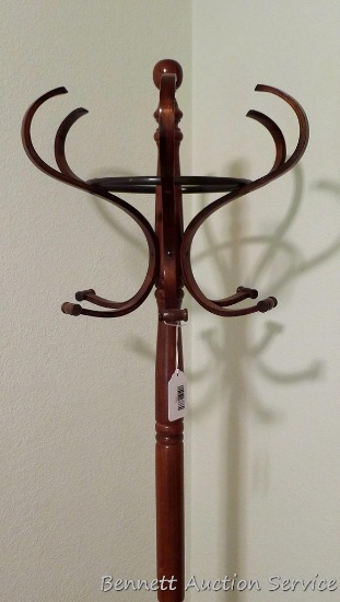 Hall tree is in good condition, sturdy and is about 6' tall.