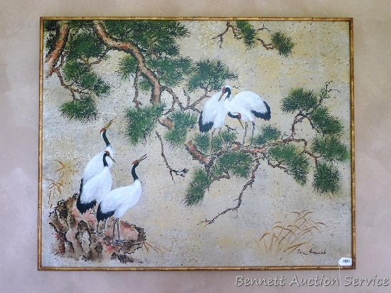 Lovely painting by Lee Kyaulok (sp?) has a great frame and measures 61" wide x 49" high.