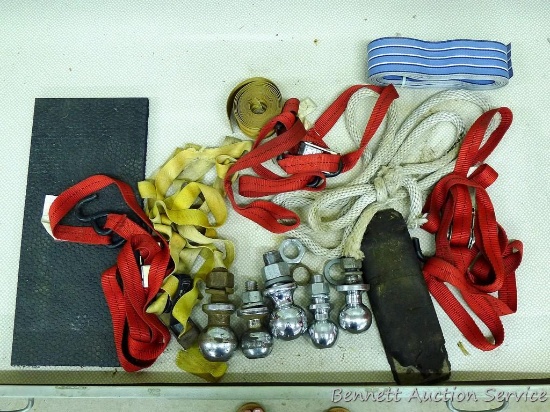 Contents of drawer includes hitch balls up to 2-5/16", ratchet straps and more.