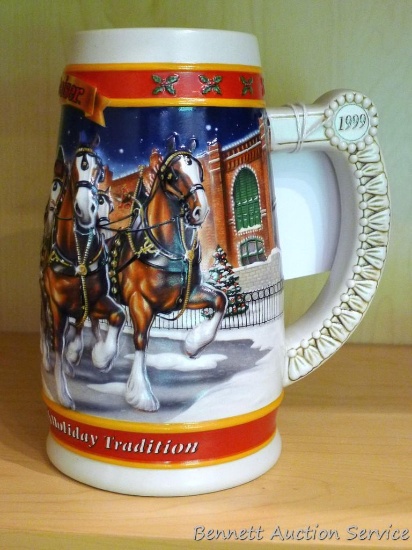 1999 Budweiser holiday stein commemorating a Century of Tradition. Stein is in good condition, no