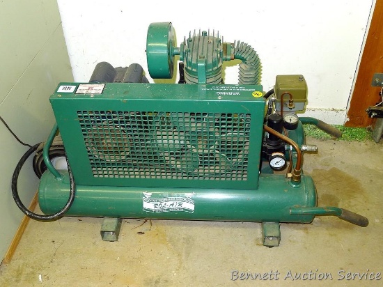 Rol-Air air compressor model 5715K17, runs.  Measures about 43" x 19" x 27" tall with Leeson motor.