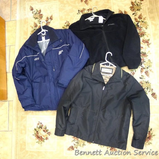 Columbia fleece jacket, size men's XL; CCM insulated winter jacket, size XLT; windbreaker style