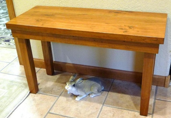 Sturdy bench measures approx. 34" x 14" x 21" high. Also resin rabbit.