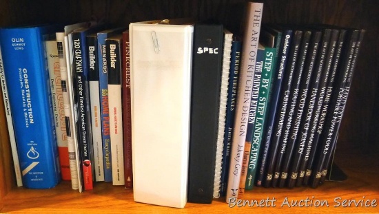 Variety of building books and information including a set of The Art of Woodworking by Time Life.
