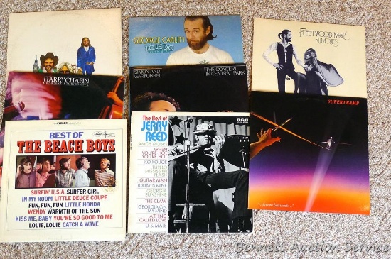 LP records including Fleetwood Mac, The Beach Boys, Simon and Garfunkel, Super Tramp and more.
