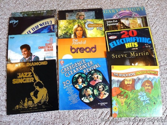 LP records The Beach Boys, Steve Martin, Neil Diamond, The Moody Blues, CCR, more.