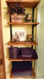 Four bath towels, a couple of hand towels, candle holders, framed print, more.