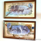 Two Pabst Blue Ribbon beer mirrors. 1990 First in Series Timber Wolves, 1991 Fourth in Series