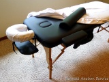 Sierra Comfort portable massage table with accessories as pictured. Table as set up measures 7' over
