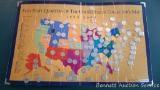 First State Quarters of the United States Collector's Map with approx. 100 quarters mounted. Map