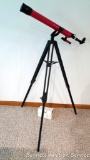 Tasco 2.3X telescope with adjustable height stand, original paperwork, extra 1.5X erecting eyepiece,