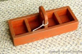 Wooden tote box would be great for display or storage. Measures 18