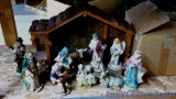 Beautiful Nativity set with manger. Standing pieces are each approx. 9