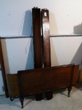Antique footboard and bed rails, presumably match the converted headboard in the master bedroom.