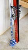 Olin Mark II down hill skis with poles. Skis are 69
