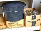 GraniteWare enameled 7 quart water bath canner; a few assorted jars, chalk paint, milk jars, more.