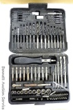 Black & Decker set includes several types of bits, screw finder, bit holder, ratcheting screwdriver,
