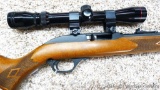 Marlin Model 60 semi-automatic .22LR rifle with a 3-9 X32 scope in see through Weaver mounts. Wood