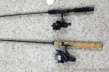 5-1/2' Shimano spinning rod and Micro reel; 6' South Bend fishing rod, plus reel.
