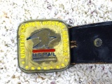 United Stated Postal Service belt buckle on a well worn belt. Buckle is approx. 2-3/8