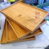 Four rustic pine serving trays each approx. 21