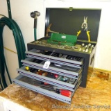Lockable steel tool cabinet is nearly 2 feet wide and comes with a bunch of tools as pictured.