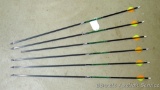 Six Gold Tip XT Hunter 7595 carbon arrows with field tips are 30